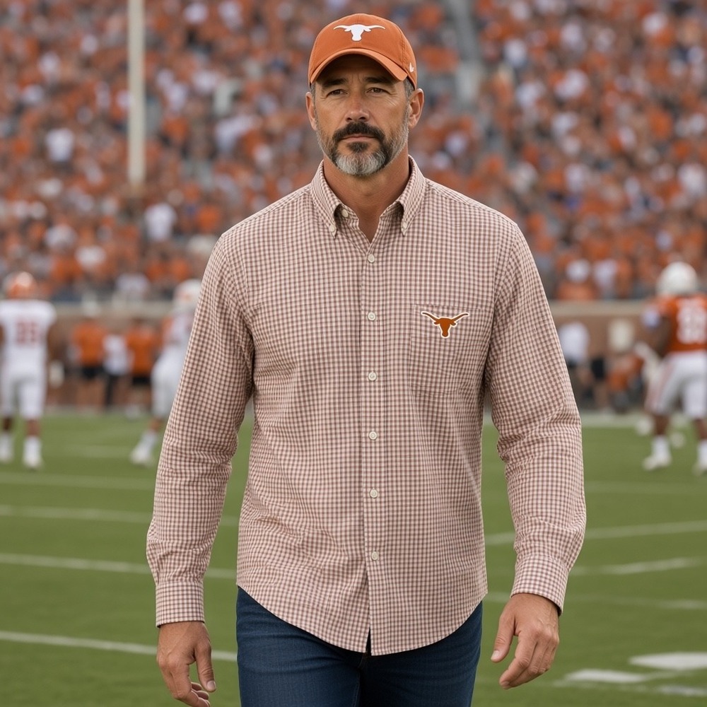 Peter Millar Texas Longhorns Nanoluxe Easycare Shirt Mens Medium Burnt Orange